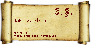 Baki Zalán névjegykártya